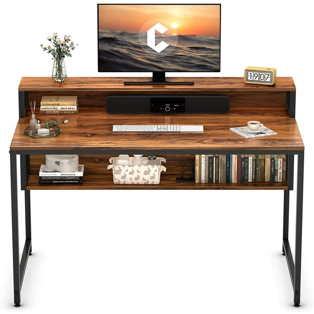 Cubicubi 47" Home Office Computer Desk with Storage Shelf and Bookshelf