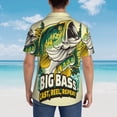 thumbnail image 4 of Fotbe Bass Fish and Water Pattern Hawaiian Shirt for Men Unisex Summer Beach Casual Short Sleeve Cotton Linen Button Down Shirts,3X-Large, 4 of 7