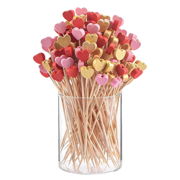 Pekkaxy Decorative Wooden Food Picks, 5.12 in, 100-Pack, Add a Sophisticated Touch to Appetizers and Desserts, Perfect for Cocktail Parties and Holiday Gatherings