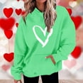 thumbnail image 2 of Penkiiy Mode Décontractée pour Femmes Impression de la Saint-Valentin Hauts à Manches Longues Chandails en Molleton à Capuche L Vert, 2 of 5