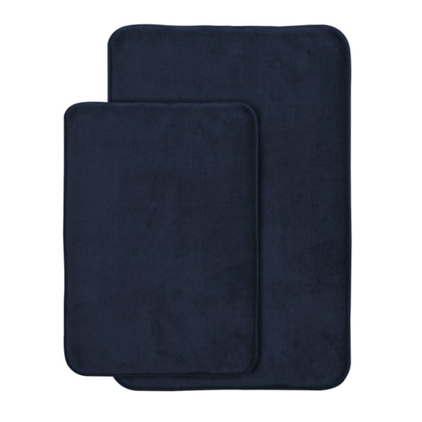 AOACreations Memory Foam Bath Rug, Bathroom Mat Set of 2 Pcs, Navy Blue