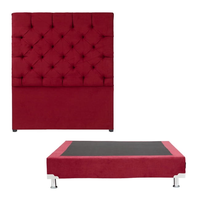 Box Base Cama Individual + Cabecera Capri Rojo Dicasa Red