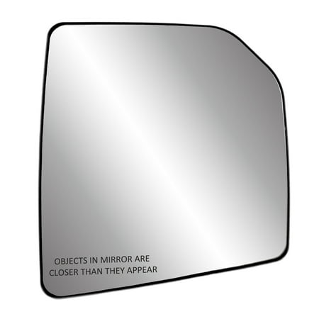 30307 - Fit System Passenger Side Heated Mirror Glass w/ backing plate, Ford F150 15-18, single lens, w/ o tow pkg, w/ o auto dimming, w/ o blind spot detection system, 7 15/ 16