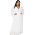 thumbnail image 3 of DARING DIVA Women's Plus Deep V Neck Long Sleeve Pleated Formal Dresses 4X White, 3 of 6