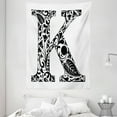 thumbnail image 1 of Letter K Tapestry, Nature Inspired Figures Black Silhouettes Swirls Abstract Rural Field Pattern, Wall Hanging for Bedroom Living Room Dorm Decor, 60W X 80L Inches, Black White, by Ambesonne, 1 of 2