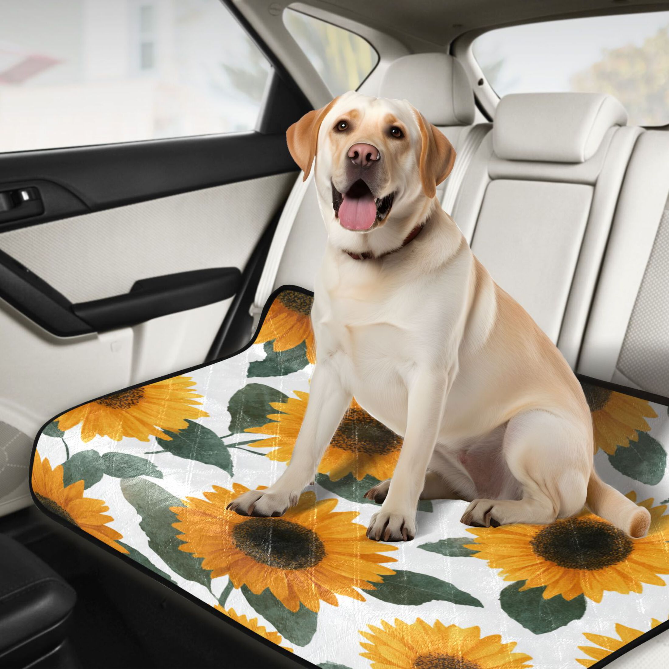 Washable Pet Pee Pads with Super Absorbent Reusable Training Pads for Dogs & Cats Orange Sunflowers