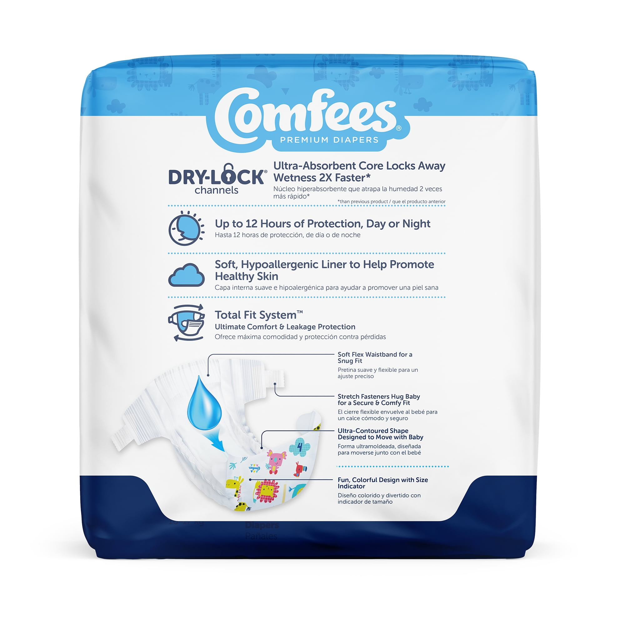 Comfees Baby Baby Diaper Size 4, 12 hour protection 22 to 37 lbs., 31 Count, 4 Packs, 124 Total