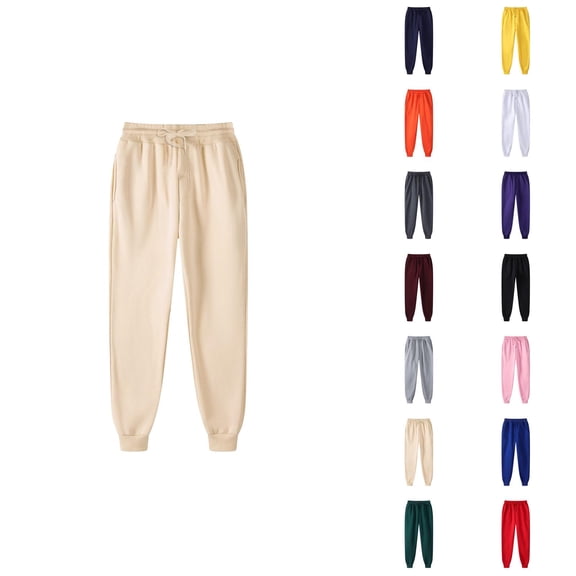 Mens Sweat Pants 2026 Fall Winter Casual Drawstring Elastic Waist Lined Jogger Sweatpants Trousers with Pockets