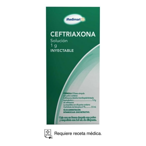 Ceftriaxona Medimart 1 g solución inyectable