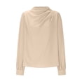 thumbnail image 4 of Trendsetting Women's Apparel Fashion Plus Size 2024 Women's Winter Solid Color New Elegant Shirt Long Sleeved Chiffon Semi High Neck Pullover Top, 4 of 8