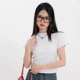 thumbnail image 1 of Camiseta de manga larga ajustada para mujer, cuello corto medio abierto, abotonada, prenda interior de dos piezas falsa, prenda superior versátil de principios de otoño, 1 of 4