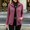 thumbnail image 2 of Sorvello Women's Full Zip Up Cardigan Sweater Lightweight Casual Long Sleeve Jackets with Pockets Hot Pink M, 2 of 5