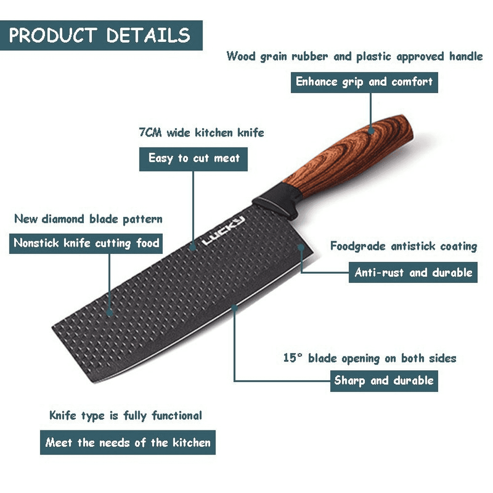 Chef Knife Set, DFITO 6Pcs Stainless Steel Kitchen Knife Set, Non-Stick Coating, Ultra Sharp, Dishwasher Safe