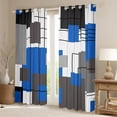 thumbnail image 2 of Erosebridal Teen Blue Square Blackout Curtains 42"Wx84"L Black Grey Geometric Square Window Curtains Black Geometry Striped Window Curtains Bedroom Modern Abstract Curtains 2 Panels, 2 of 6