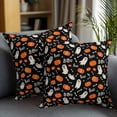 thumbnail image 2 of Throw Pillow Covers 16x16 Inch Set of 2 Black Cute Ghost Boo Halloween Decorative Pillow Covers Orange Pumpkin Bone Linen Cushion Cover Pillowcase for Sofa Couch Bed Home Decor, 2 of 9