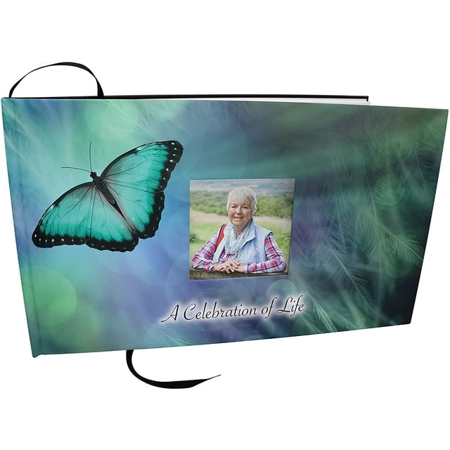 Bokeh Butterfly Matching Themed 'Celebration of Life' Guest Book for