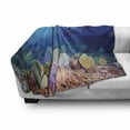 thumbnail image 3 of Diver Soft Flannel Fleece Throw Blanket, Young Man Floating Swiftly in Sea Plantation Colorful Coral Reefs Underwater Life, Cozy Plush for Indoor and Outdoor Use, 50" x 60", Multicolor, by Ambesonne, 3 of 6