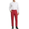 thumbnail image 2 of Unique Bargains Men's Geometric Printed Color Block Flat Front Dress Pants 28 Red, 2 of 6