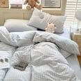 thumbnail image 2 of 3 Pieces Light Blue Plaid Bedding Set Blue Grid Geometric Pattern Comforter Cover Soft Plaid Microfiber Full Duver Cover Set, 2 of 5