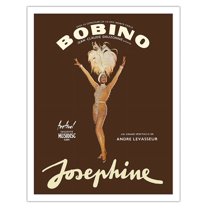 Josephine Baker - African American Entertainer - Bobino Music Hall France - Vintage Theater Poster by Guy Ventouillac c.1975 - Fine Art Matte Paper Print (Unframed) 11x14in