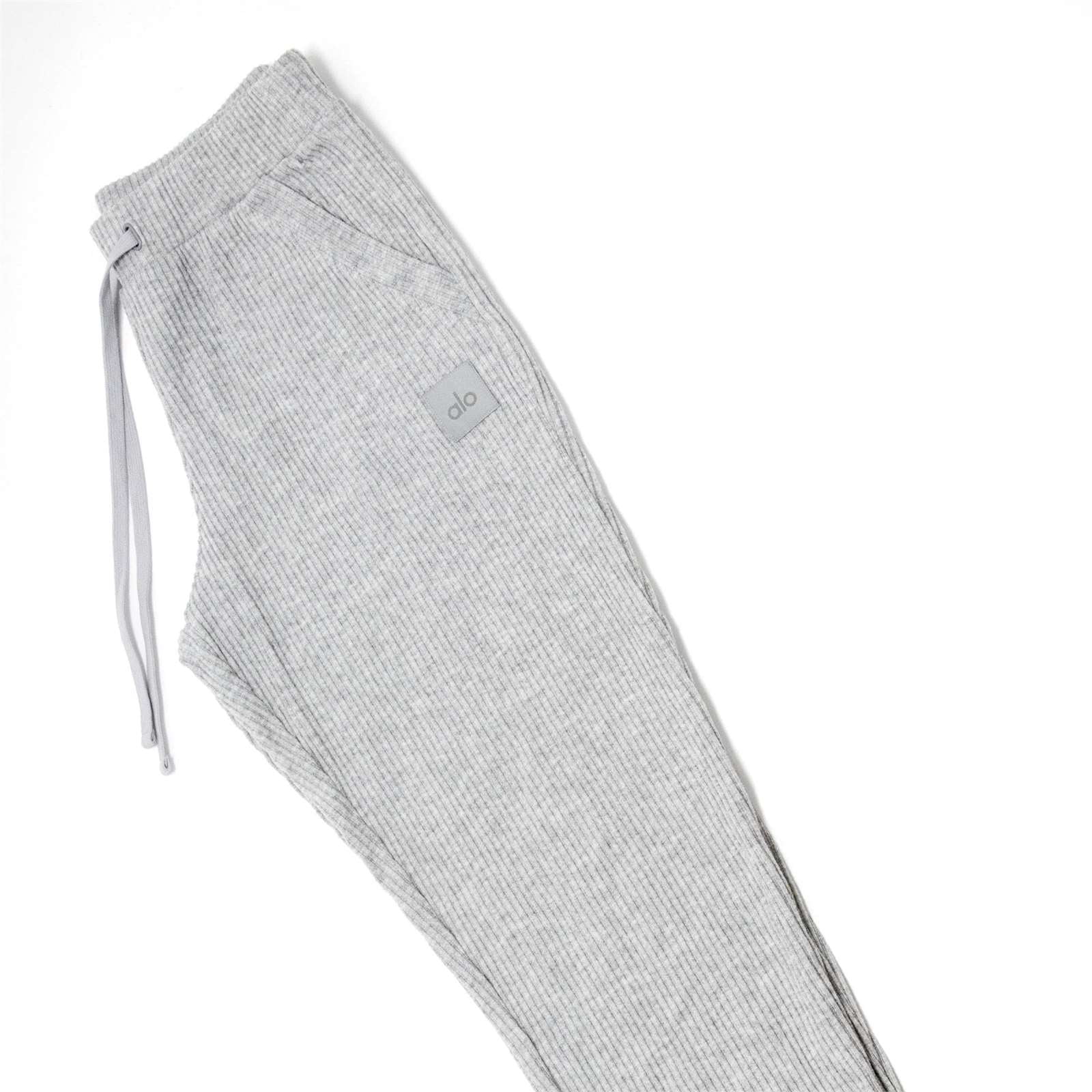 Alo Yoga Women's Muse Ribbed Sweatpants, Athletic Heather Gray,L