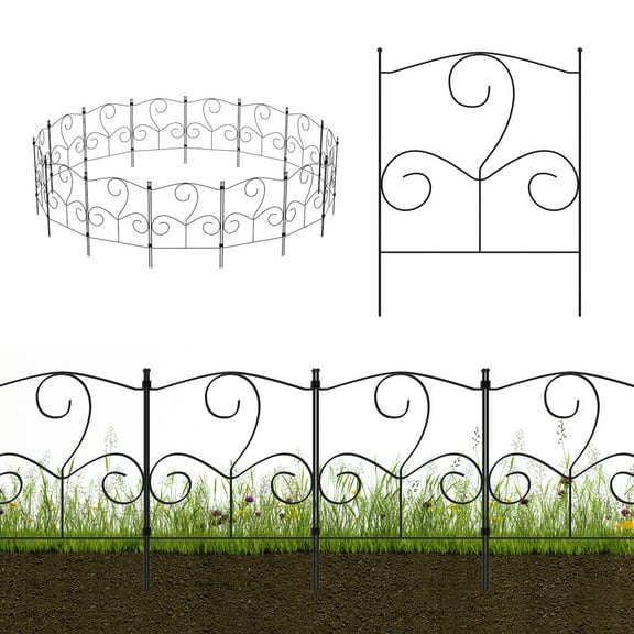 10PCS Unique Decorative Garden Fence, 16.54" (H) x 10.5FT (L) Animal Barrier Fence Arched