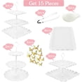 thumbnail image 3 of Juego de expositores de mesa de postre, soporte para cupcakes de 3 niveles, soporte para tazas y torres, soporte para pasteles, bandejas para servir postre para fiestas de té y bodas., 3 of 4