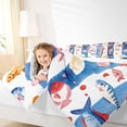 thumbnail image 3 of Castle Fairy Watercolor Vertical Stripe Fish Coral Queen Comforter Set 3 Pieces,Tropical Reef Shell Pastel Print Comforter Sets Queen,Orange Blue,Reversible,1 Comforter and 2 Pillowcases, 3 of 6
