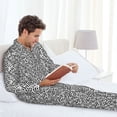 thumbnail image 6 of Salouo Weave Geometric Print Button-Front Long Sleeve Pajama Set for Men, Soft 2Pjs Men's Long Sleeve Sleepwear-Large, 6 of 7
