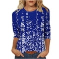 thumbnail image 1 of Birdeem Blouse pour Femmes T-Shirt Imprimé Mode Manches 3/4 Blouse Col Rond Hauts Décontractés, 1 of 1