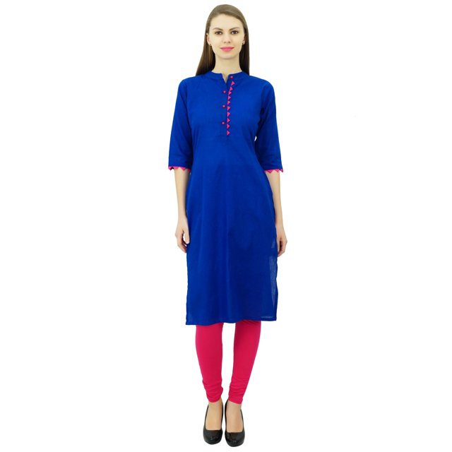 Phagun Kurti Uni en Coton Tunique de Designer Col Mandarin Kurta Ethnique Décontractée Blouse