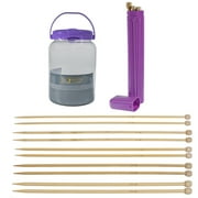 Craft County Purple Knitting Kit - Yarn Holder, Needle Case, and Bamboo Knitting Needles in Multiple Sizes - 3 Piece Bundle Pack