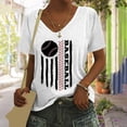 thumbnail image 2 of T-Shirt à Manches Courtes pour Femmes Liquidation T-Shirt en Chiffon pour Femmes Baseball T-Shirt à Manches Courtes avec Imprimé Lettre Baseball Col en V, 2 of 4