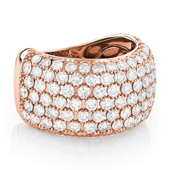 Womens Large Big Gold Nautral Diamond Ring 14K Statement Jewelry (Rose Gold Size 9.5)