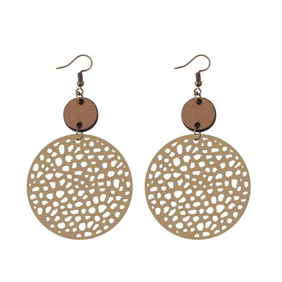 BNNG Retro Hollow Disc Frosted Earrings Ethnic Style Carved Earrings Double Sided Wooden Earrings Lightweight Hollow Carved Flower African Wooden Earrings Earrings for Women Boho Jewelry