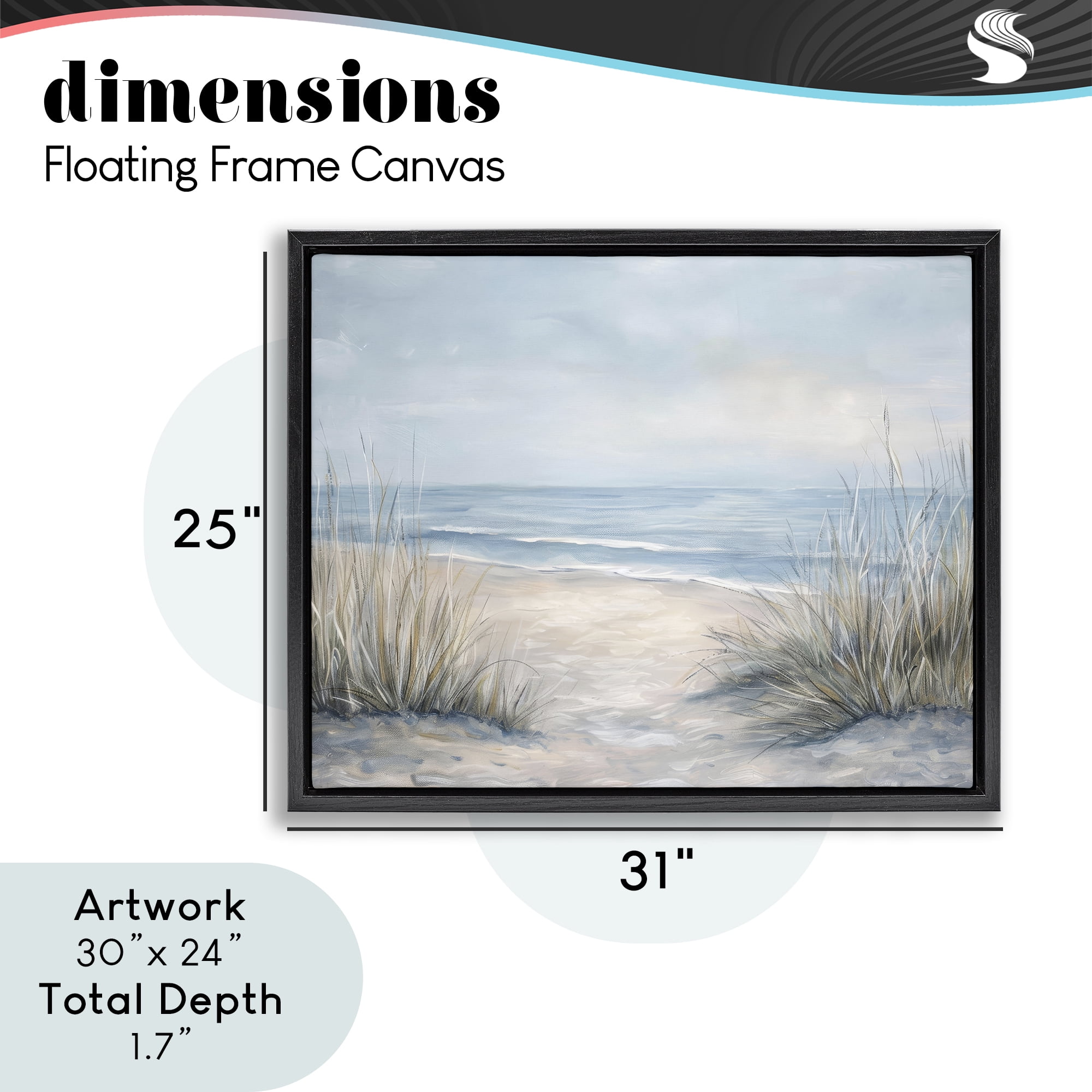 Stupell Industries To The Beach Tranquil Landscape Black Framed Floater Canvas Wall Art, design by Petal Prints Design