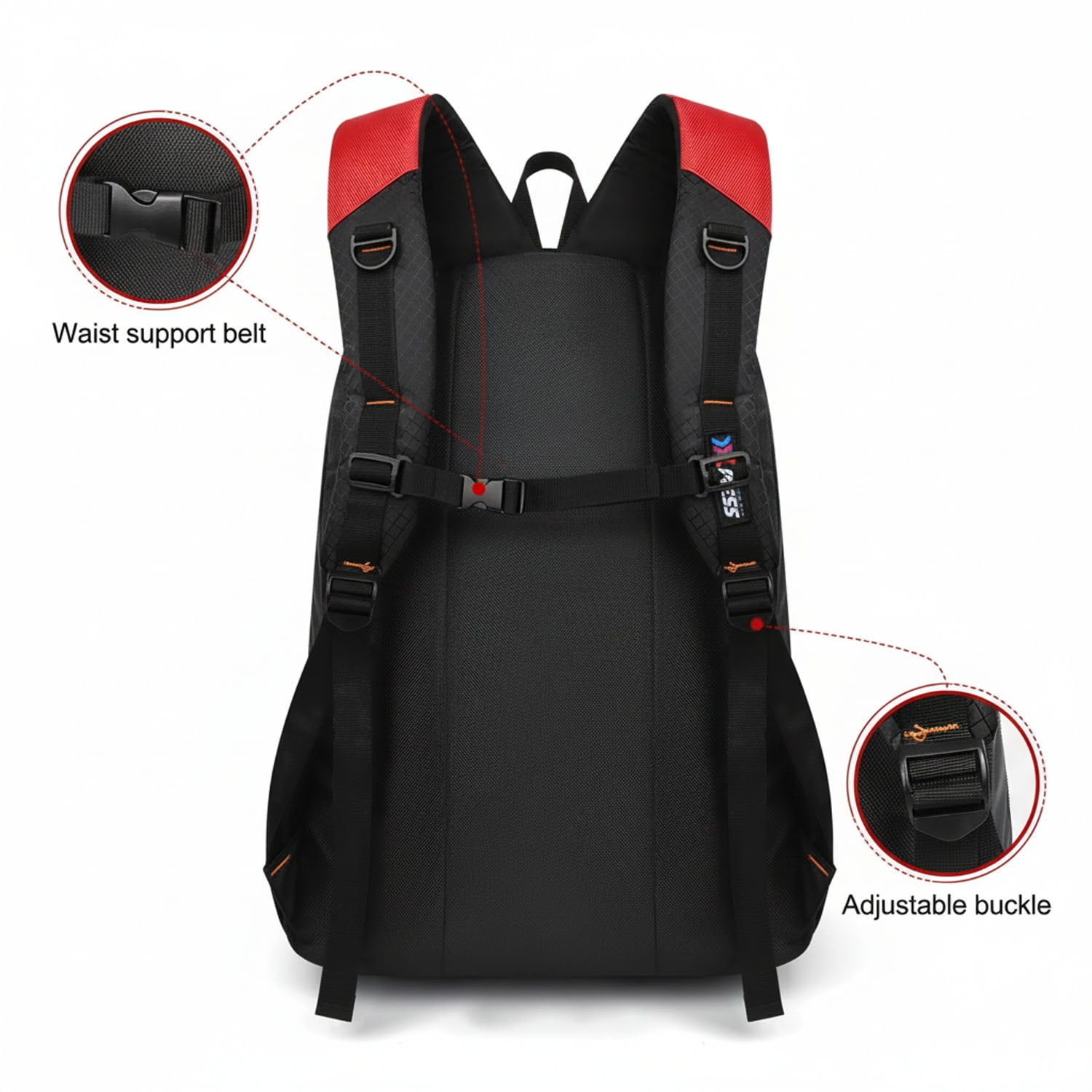 Extra Large Travel Backpack with Laptop Pocket,35L Lightweight Travel Work College School Bag for Men and Women,Red,06512