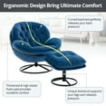 thumbnail image 5 of Velvet Swivel Accent Chair with Ottoman Set, Modern Lounge Chair with 360 Degree Swiveling Metal Base & Footrest, Comfy Single Sofa Chair for Living Room Bedroom, Reading Room, Home Office, Blue, 5 of 7