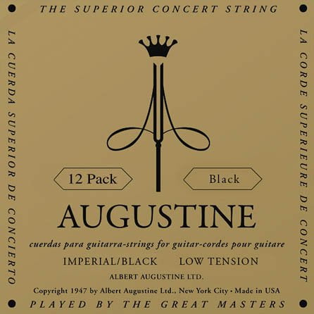Augustine 12PK Imperial/Black Low Tension Nylon Guitar Strings - HLSETIMPBLACKPK