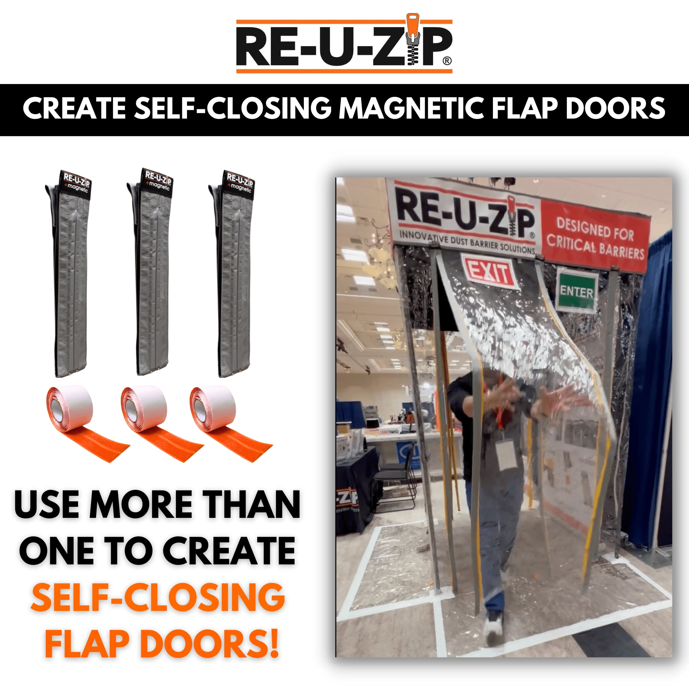 RE-U-ZIP® Self-Closing Magnetic Entry Strip™ | 6-Pack