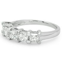 Dazzlingrock Collection 2.00 Carat (ctw) 14k Princess Cut White Diamond Ladies 5 Stone Bridal Wedding Band Anniversary Ring 2 CT, White Gold, Size 5