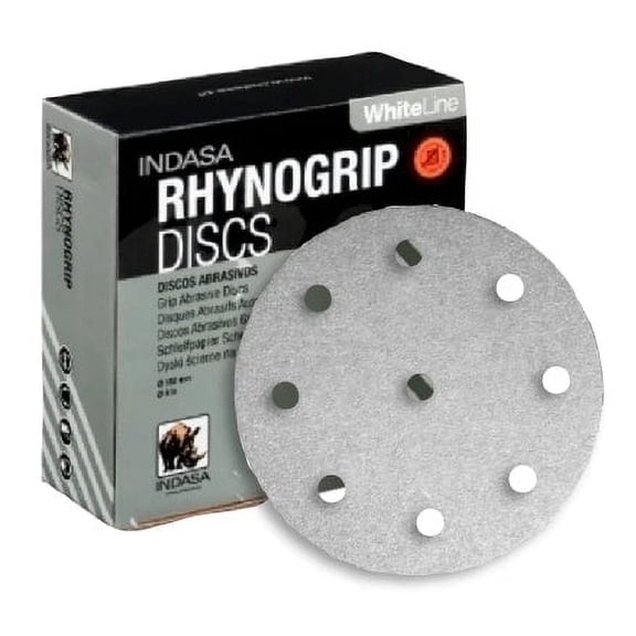 Buy Indasa 6" Rhynogrip Whiteline 9-Hole Vacuum Abrasive Sanding Discs – 69 Series (Grit 40, 50/Pack)