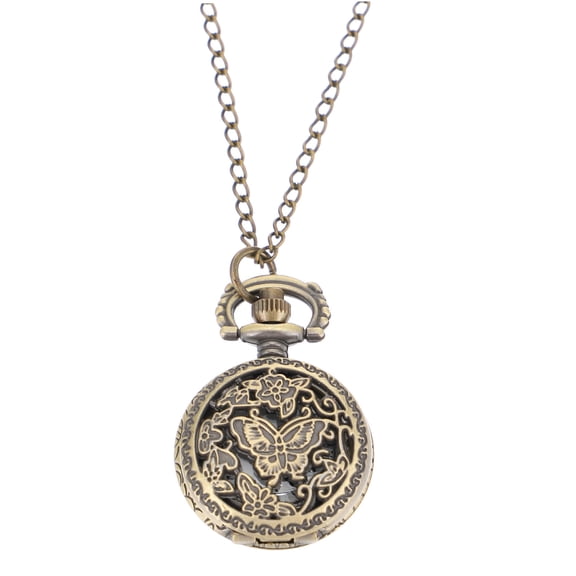 ifundom Vintage Style Lightweight Pocket Watch with Hollow Design and Chain, Decorative Timepiece for Men and Women