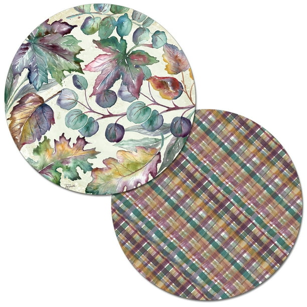 WipeClean Reversible Round Shaped Placemats, Autumn Jewel, Set of 2