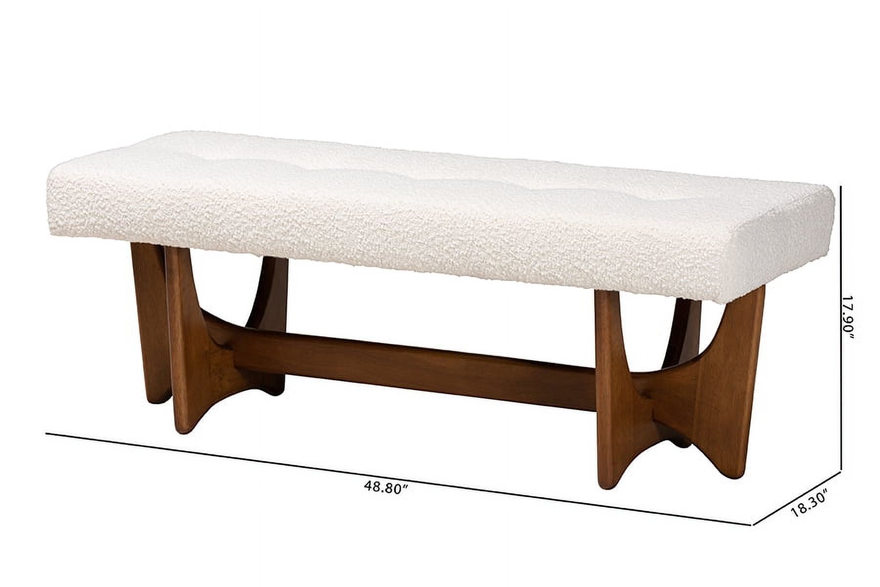Baxton Studio Theo Japandi Cream Boucle Fabric and Walnut Brown Finished Wood Bench
