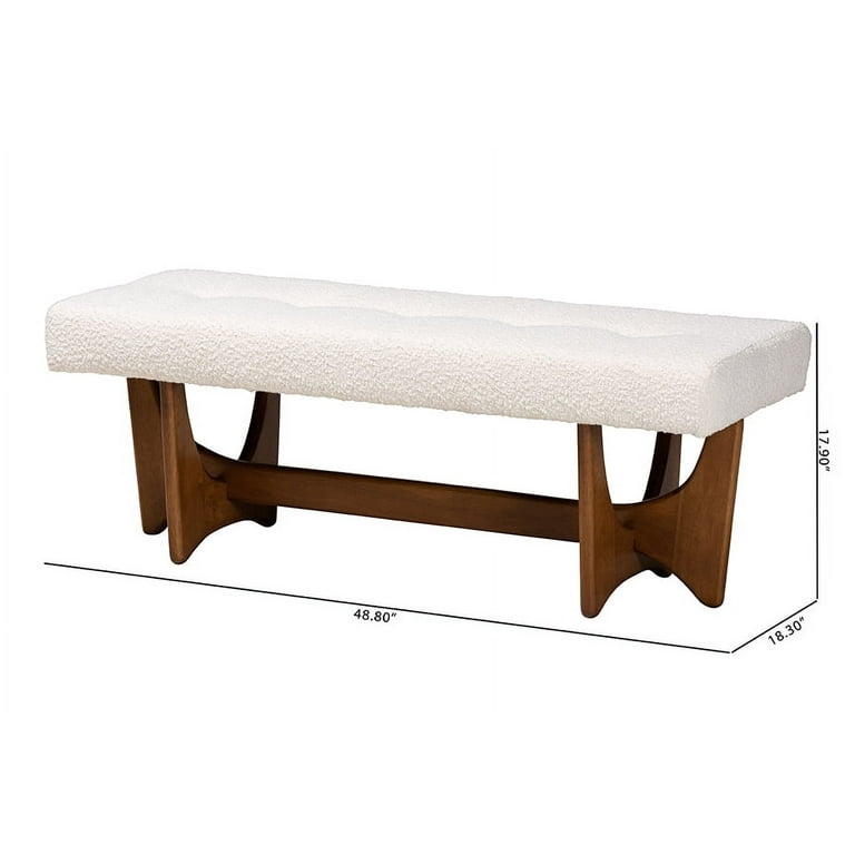 Baxton Studio Theo Japandi Cream Boucle Fabric and Walnut Brown