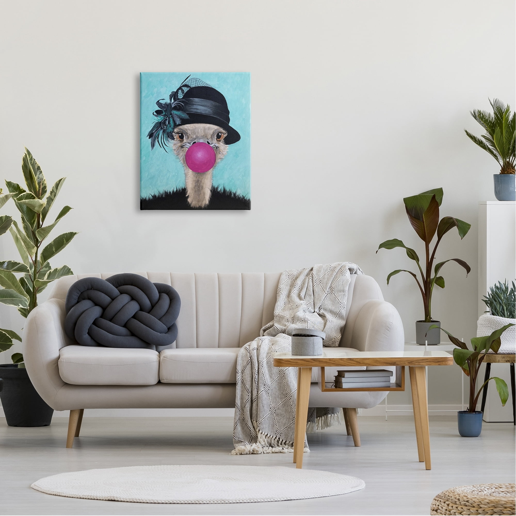 Stupell Industries Ostrich Stylish Vintage Black Hat Pink Bubblegum , 24 x 30, Design by Coco de Paris