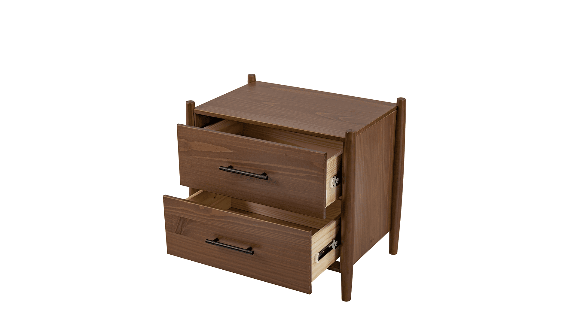 Josiah Solid Wood 2 Drawers Nightstand Brown - for Adults and Teens