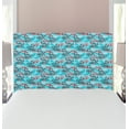 thumbnail image 1 of Peacock Headboard, Peacocks and Snowflakes Classic Traditional Patterns Crystal Christmas Seasonal, Upholstered Decorative Metal Bed Headboard with Memory Foam, Twin Size, Sky Blue Red, by Ambesonne, 1 of 4