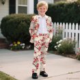 thumbnail image 6 of Whosucclay Cherry Blossom Cardinal Dual Front Pockets Formal Suits, 2 Piece Boys Suit Button & Zipper Closure Polyester Boys Suit Outfit for Wedding Ceremony, 6 of 10